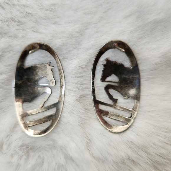 Vintage Silver Equestrian Showjumping horse earrings - Picture 8 of 8